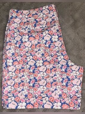 Talbots blue/pink floral print cotton blend bermuda shorts Size 16